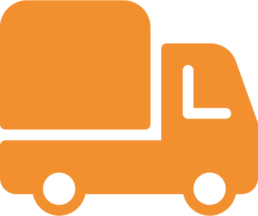 Orange delivery truck icon: Welcome2Holland delivers your furniture and household items nationwide in the Netherlands
